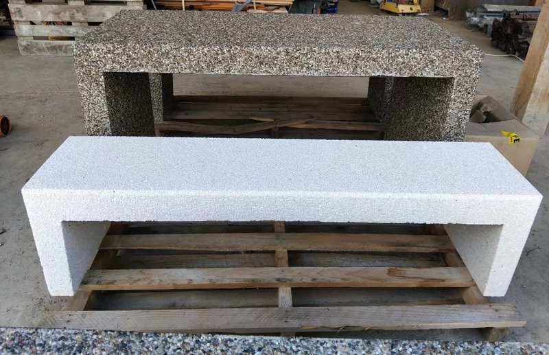 Banca din Beton cu Marmura Alba